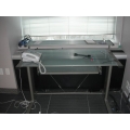 Glass / Metal Desk With Integral Wiring Keyboard tray